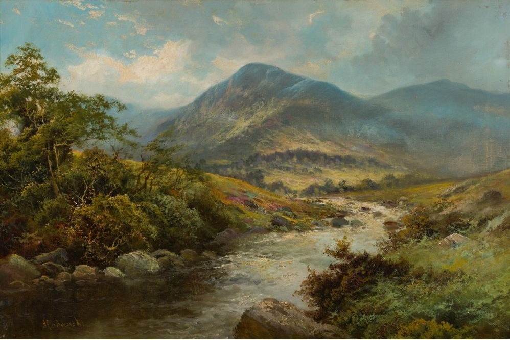 Highland Scene with Stream by Alfred de Breanski Jr. (1877 - 1957)